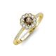 3 - Caline Desire Round Smoky Quartz and Diamond Floral Halo Engagement Ring 