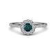 1 - Caline Desire Round London Blue Topaz and Diamond Floral Halo Engagement Ring 