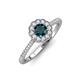 3 - Caline Desire Round London Blue Topaz and Diamond Floral Halo Engagement Ring 