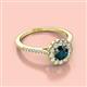 2 - Caline Desire Round London Blue Topaz and Diamond Floral Halo Engagement Ring 