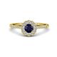 1 - Caline Desire Round Blue Sapphire and Diamond Floral Halo Engagement Ring 