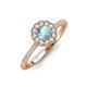3 - Caline Desire Round Aquamarine and Diamond Floral Halo Engagement Ring 