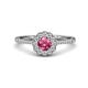 1 - Caline Desire Round Pink Tourmaline and Diamond Floral Halo Engagement Ring 