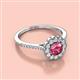 2 - Caline Desire Round Pink Tourmaline and Diamond Floral Halo Engagement Ring 
