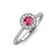 3 - Caline Desire Round Pink Tourmaline and Diamond Floral Halo Engagement Ring 