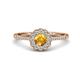 1 - Caline Desire Round Citrine and Diamond Floral Halo Engagement Ring 