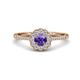 1 - Caline Desire Round Iolite and Diamond Floral Halo Engagement Ring 