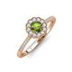 3 - Caline Desire Round Peridot and Diamond Floral Halo Engagement Ring 