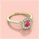 2 - Caline Desire Round Rhodolite Garnet and Diamond Floral Halo Engagement Ring 
