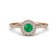 1 - Caline Desire Round Emerald and Diamond Floral Halo Engagement Ring 