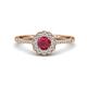 1 - Caline Desire Round Ruby and Diamond Floral Halo Engagement Ring 