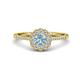 1 - Caline Desire Round Aquamarine and Diamond Floral Halo Engagement Ring 