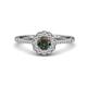 1 - Caline Desire Round Lab Created Alexandrite and Round Diamond Floral Halo Engagement Ring 