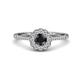 1 - Caline Desire Round Black and White Diamond Floral Halo Engagement Ring 