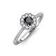 3 - Caline Desire Round Black and White Diamond Floral Halo Engagement Ring 