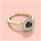 2 - Caline Desire Round Black and White Diamond Floral Halo Engagement Ring 