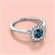 2 - Caline Desire Round Blue and White Diamond Floral Halo Engagement Ring 