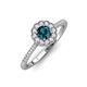 3 - Caline Desire Round Blue and White Diamond Floral Halo Engagement Ring 