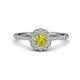 1 - Caline Desire Round Yellow and White Diamond Floral Halo Engagement Ring 