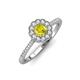 3 - Caline Desire Round Yellow and White Diamond Floral Halo Engagement Ring 