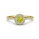 1 - Caline Desire Round Yellow and White Diamond Floral Halo Engagement Ring 