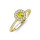 3 - Caline Desire Round Yellow and White Diamond Floral Halo Engagement Ring 