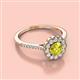 2 - Caline Desire Round Yellow and White Diamond Floral Halo Engagement Ring 