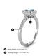 4 - Caline Desire Round Aquamarine and Diamond Floral Halo Engagement Ring 