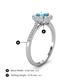 4 - Caline Desire Round Blue Topaz and Diamond Floral Halo Engagement Ring 