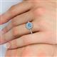5 - Caline Desire Round Blue Topaz and Diamond Floral Halo Engagement Ring 