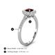 4 - Caline Desire Round Red Garnet and Diamond Floral Halo Engagement Ring 
