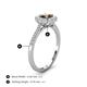 4 - Caline Desire Round Smoky Quartz and Diamond Floral Halo Engagement Ring 