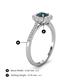 4 - Caline Desire Round London Blue Topaz and Diamond Floral Halo Engagement Ring 