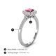 4 - Caline Desire Round Pink Tourmaline and Diamond Floral Halo Engagement Ring 