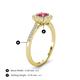 4 - Caline Desire Round Rhodolite Garnet and Diamond Floral Halo Engagement Ring 