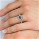 5 - Caline Desire Round Black and White Diamond Floral Halo Engagement Ring 