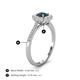 4 - Caline Desire Round Blue and White Diamond Floral Halo Engagement Ring 