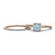 1 - Junia 5.50 mm Princess Cut Aquamarine and Round Diamond Bridal Set Ring 