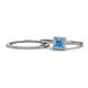 1 - Junia 5.50 mm Princess Cut Blue Topaz and Round Diamond Bridal Set Ring 