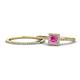 1 - Junia 5.50 mm Princess Cut Lab Created Pink Sapphire and Round Diamond Bridal Set Ring 