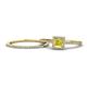 1 - Junia 5.50 mm Princess Cut Lab Created Yellow Sapphire and Round Diamond Bridal Set Ring 