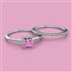 2 - Junia 5.50 mm Princess Cut Lab Created Pink Sapphire and Round Diamond Bridal Set Ring 