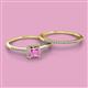 2 - Junia 5.50 mm Princess Cut Lab Created Pink Sapphire and Round Diamond Bridal Set Ring 