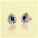 2 - Viola Iris Pear Cut London Blue Topaz and Baguette Diamond Milgrain Halo Stud Earrings 