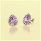 2 - Viola Iris Pear Cut Pink Sapphire and Baguette Diamond Milgrain Halo Stud Earrings 