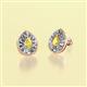 2 - Viola Iris Pear Cut Yellow Sapphire and Baguette Diamond Milgrain Halo Stud Earrings 