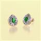 2 - Viola Iris Pear Cut Green Garnet and Baguette Diamond Milgrain Halo Stud Earrings 