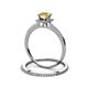 3 - Junia 5.50 mm Princess Cut Lab Created Yellow Sapphire and Round Diamond Bridal Set Ring 