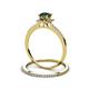 3 - Junia 5.50 mm Princess Cut Lab Created Created Alexandrite and Round Diamond Bridal Set Ring 