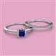 2 - Junia 5.50 mm Princess Cut Lab Created Blue Sapphire and Round Diamond Bridal Set Ring 
